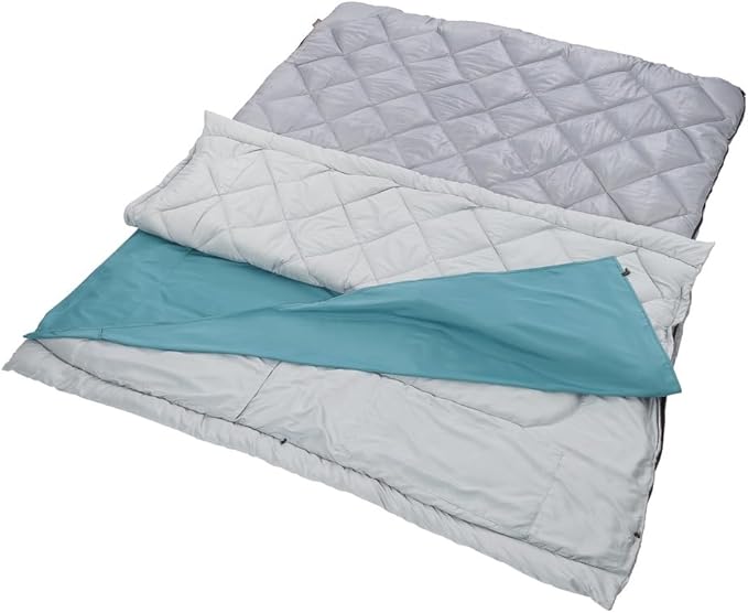 Coleman 45°F Double Sleeping Bag Queen Size XL Sleeping Bag with Big & Tall Design 2 Bags When Zipped Apart 3-Layer Comfort with Snag-Free Zipper & Stuff Sack Machine Washable