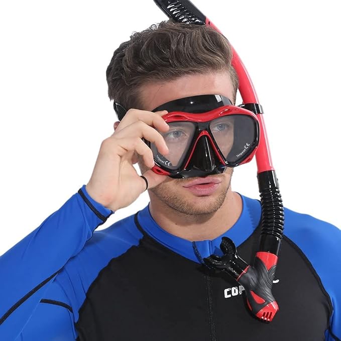 COPOZZ Adult Scuba Mask, Dive Mask Anti Fog Snorkeling Scuba Diving Glasses, Great Seal Free Diving Tempered Glass Mask Goggles