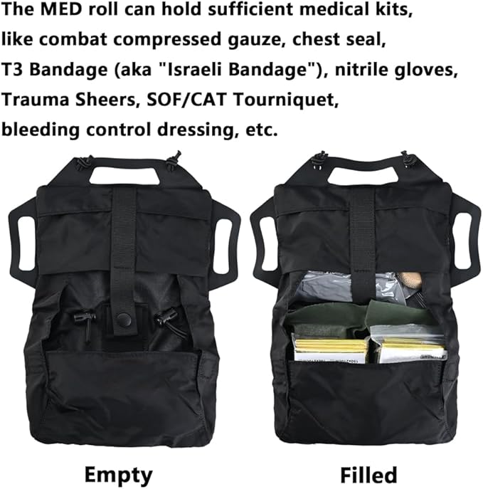 SABADO Rapid Deploy IFAK Pouch First Aid Kits Pack Tactical Two-piece System Medical Supply Holder Roll Carrier Hypalon Handle Outdoor Sport Hunting Bag Laminated Matting Fabric