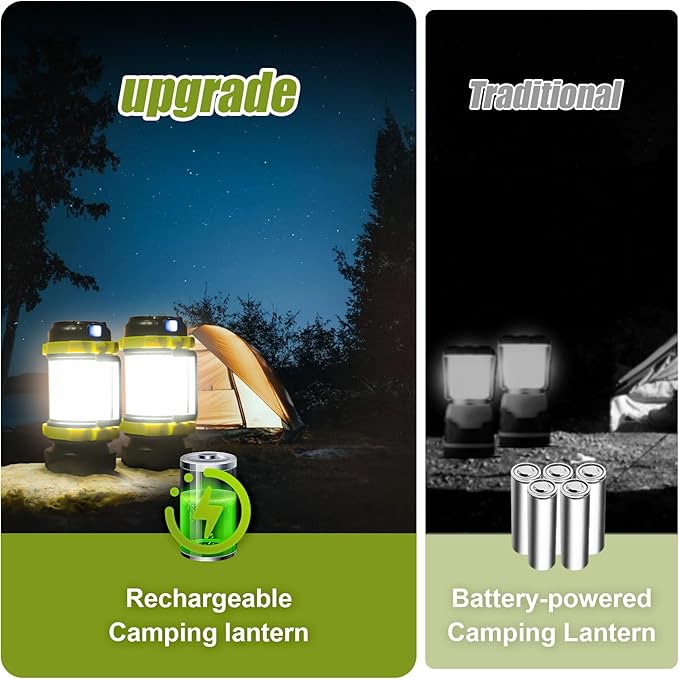Camping Lantern Rechargeable, Alpswolf Led Lantern Camping Flashlight with 4000 Capacity Power Bank, 6 Modes, IPX4 Waterproof, Portable Rechargeable Lanterns for Power Outage, Hiking Hurricane Outdoor