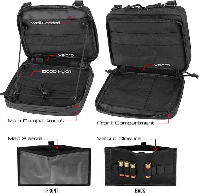 WYNEX Tactical Molle Admin Pouch of Laser Cut Design, Utility Pouches Molle Attachment Military Medical EMT Organizer with Map Pocket EDC EMT Pack IFAK Tool Holder Universal U.S.A Patch Included