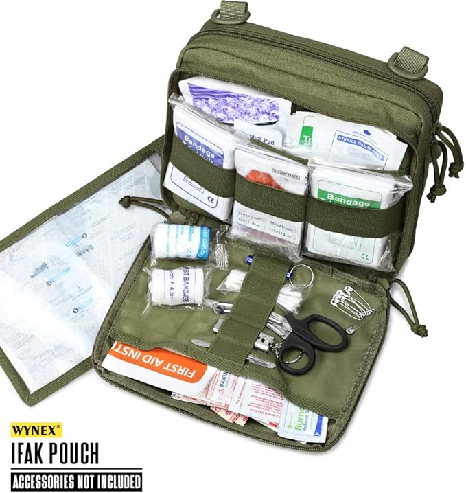 WYNEX Tactical Molle Admin Pouch of Laser Cut Design, Utility Pouches Molle Attachment Military Medical EMT Organizer with Map Pocket EDC EMT Pack IFAK Tool Holder Universal U.S.A Patch Included