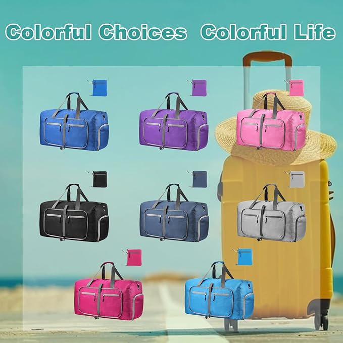 Dimayar Travel Duffle Bag for Men Women - Foldable Duffel Bag with Shoes Compartment - Overnight Bags Waterproof & Tear Resistant(65L,Black)