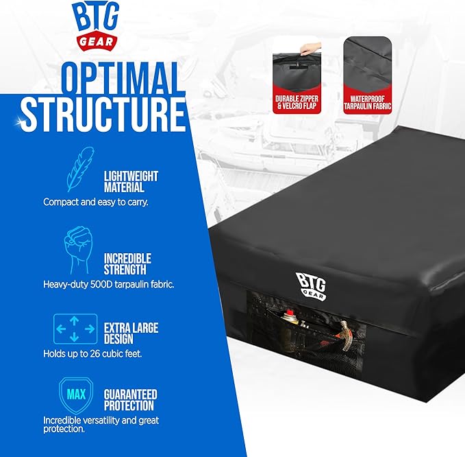 Pickup Truck Cargo/Storage Bag in Black w/Cargo Net, 51”x 40”, 100% Waterproof with Front Pocket for Luggage/Camping
