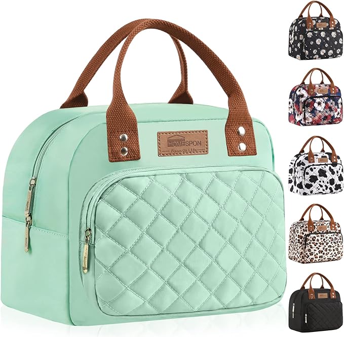 Buringer HOMESPON Lunch Bag for Woman Man Adults with Front Pocket Insulated Lunch Tote Lunch Box Container for Work Picnic or Travel(Green)