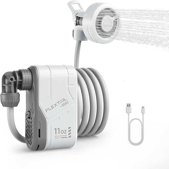 FLEXTAILGEAR MAX Shower Portable Shower for Camping, Rechargeable Outdoor Camping Shower, Portable Shower Pump with USB-C,Shower Pump for Hiking, Car wash, Pet Cleaning, Beach Vacations