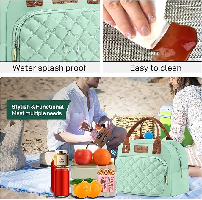 Buringer HOMESPON Lunch Bag for Woman Man Adults with Front Pocket Insulated Lunch Tote Lunch Box Container for Work Picnic or Travel(Green)