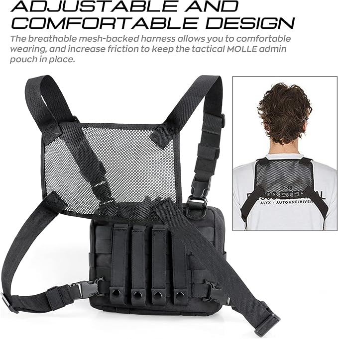 WYNEX Tactical Molle Admin Pouch of Laser Cut Design, Utility Pouches Molle Attachment Military Medical EMT Organizer with Map Pocket EDC EMT Pack IFAK Tool Holder Universal U.S.A Patch Included