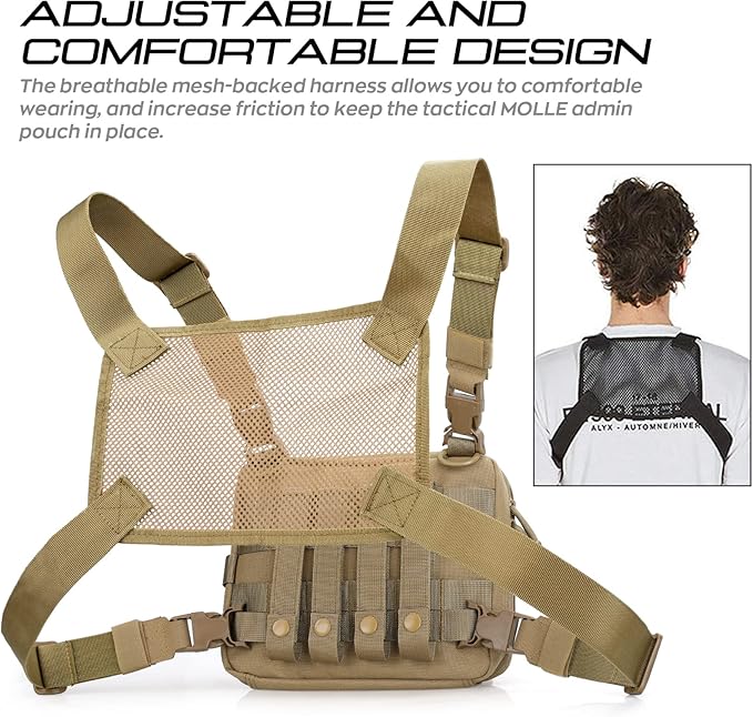 WYNEX Tactical Molle Admin Pouch of Laser Cut Design, Utility Pouches Molle Attachment Military Medical EMT Organizer with Map Pocket EDC EMT Pack IFAK Tool Holder Universal U.S.A Patch Included