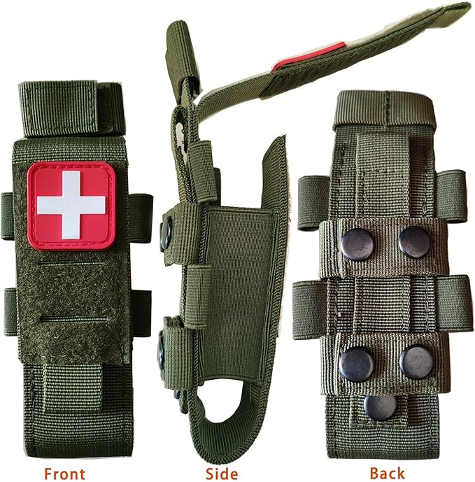 Laser Cut Molle Tourniquet Holder Pouch Tactical First Aid Kit Trauma Medical Shear Pouch Pen&Flashlight Holder IFAK TP Duty Belt Loop