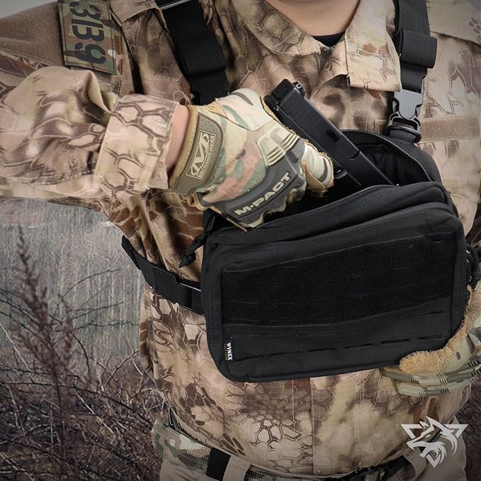 WYNEX Tactical Molle Admin Pouch of Laser Cut Design, Utility Pouches Molle Attachment Military Medical EMT Organizer with Map Pocket EDC EMT Pack IFAK Tool Holder Universal U.S.A Patch Included