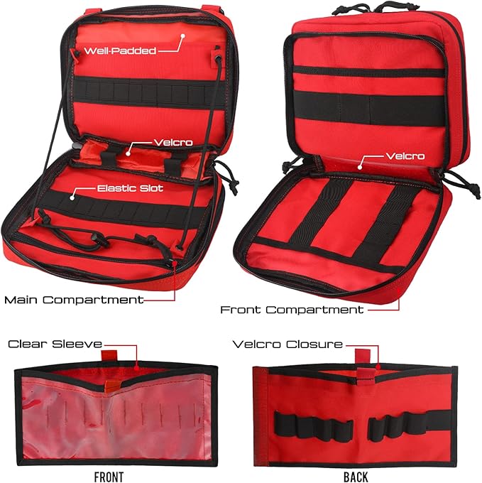WYNEX Tactical Molle Admin Pouch of Laser Cut Design, Utility Pouches Molle Attachment Military Medical EMT Organizer with Map Pocket EDC EMT Pack IFAK Tool Holder Universal U.S.A Patch Included