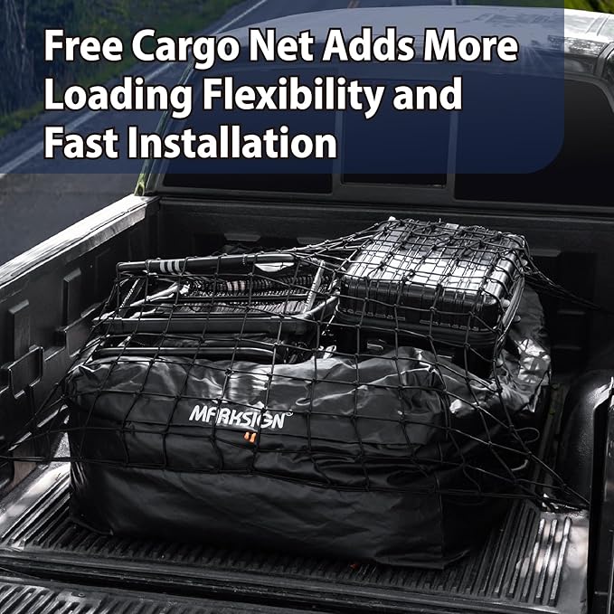 Truck Bed Bag with Cargo Net, 100% Waterproof Truck Cargo Bag Fits Any Truck Size with 4 Handles, 26 Cubic Feet (51''x40''x22'', Patent Pending)