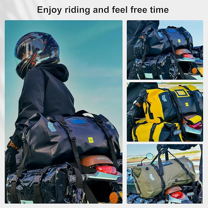 Waterproof Duffel Bag,Roll-Top Heavy Duty Dry Duffle Bag,Motorcycle Dry Bag,with Quick-fixed Straps,with Large Storage Space, Perfect for Traveling, Camping, Kayaking, Fishing & Canoeing (yellow, 66L)
