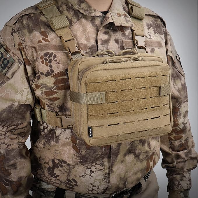 WYNEX Tactical Molle Admin Pouch of Laser Cut Design, Utility Pouches Molle Attachment Military Medical EMT Organizer with Map Pocket EDC EMT Pack IFAK Tool Holder Universal U.S.A Patch Included