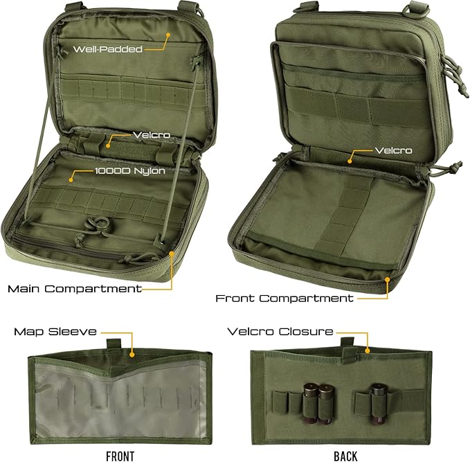 WYNEX Tactical Molle Admin Pouch of Laser Cut Design, Utility Pouches Molle Attachment Military Medical EMT Organizer with Map Pocket EDC EMT Pack IFAK Tool Holder Universal U.S.A Patch Included