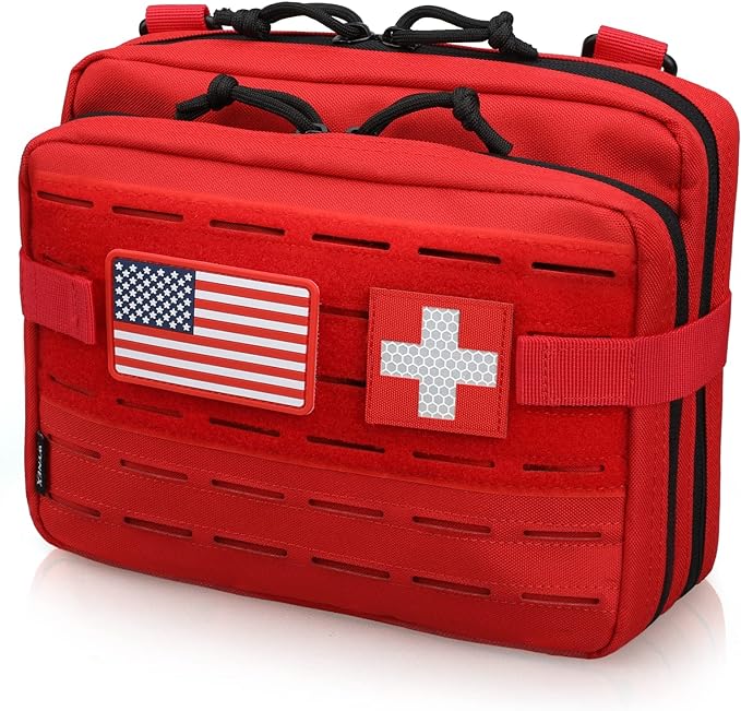 WYNEX Tactical Molle Admin Pouch of Laser Cut Design, Utility Pouches Molle Attachment Military Medical EMT Organizer with Map Pocket EDC EMT Pack IFAK Tool Holder Universal U.S.A Patch Included
