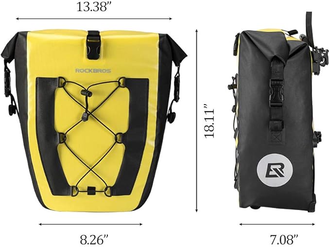 ROCKBROS Bike Pannier Waterproof 27L Large Capacity Bike Bag Rear Rack Bicycle Pannier Bag Waterproof for Grocery Touring Cycling Yellow*1