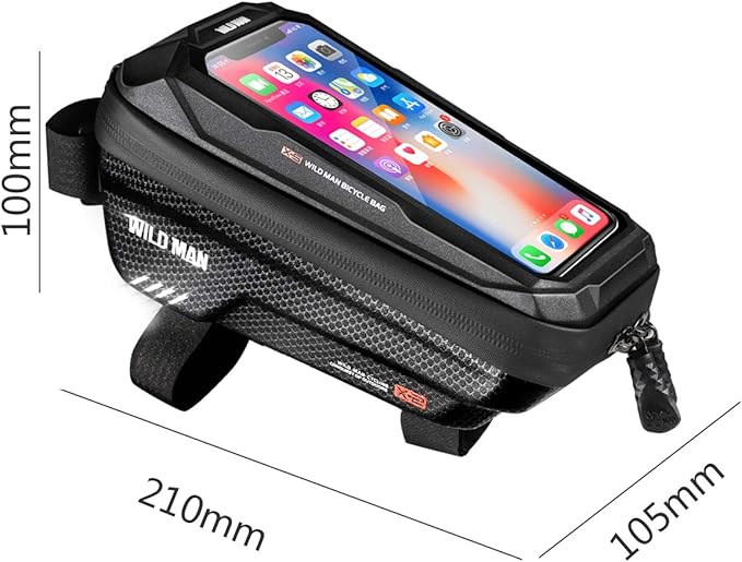 Bike Bag, Waterproof 1.5L Front Top Tube Pouch for Bicycle, Compatible with iPhone 14 13 12 Pro Max Smartphones up to 6.7'' & Most Bike Types