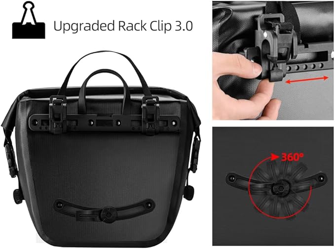 ROCKBROS Front Roller Panniers Bag Front Rack Bike Bag Sturdy Shelf Package with Carrying Handle & Free Shoulder Strap for Touring Picnic Commuting 1 Pair