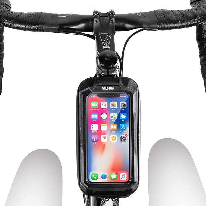 Bike Bag, Waterproof 1.5L Front Top Tube Pouch for Bicycle, Compatible with iPhone 14 13 12 Pro Max Smartphones up to 6.7'' & Most Bike Types
