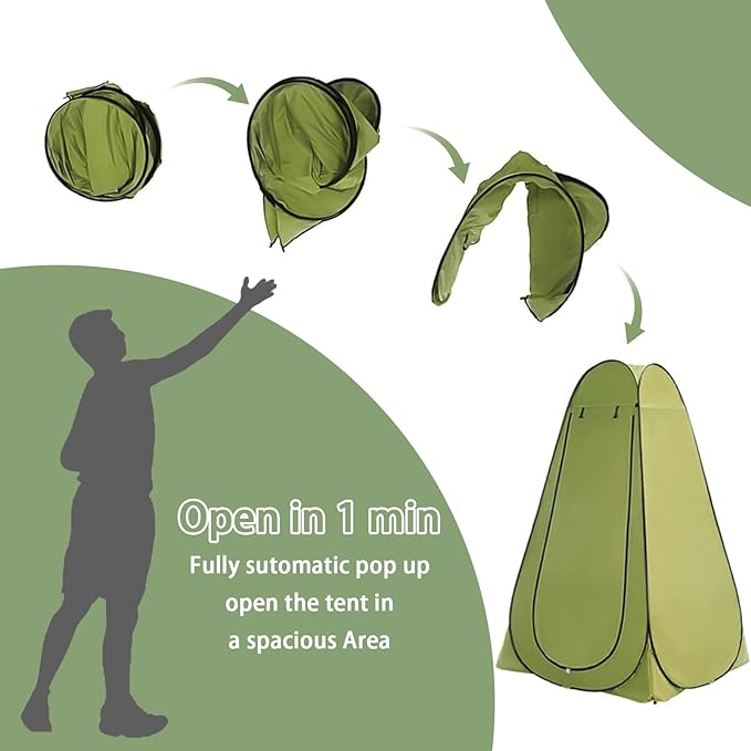 Portable Toilet Kit for Camping, XL Large Pop Up Privacy Tent and Toilet Bags, Washable Outdoor Showers Changing Rooms with Carry Bag （Green）