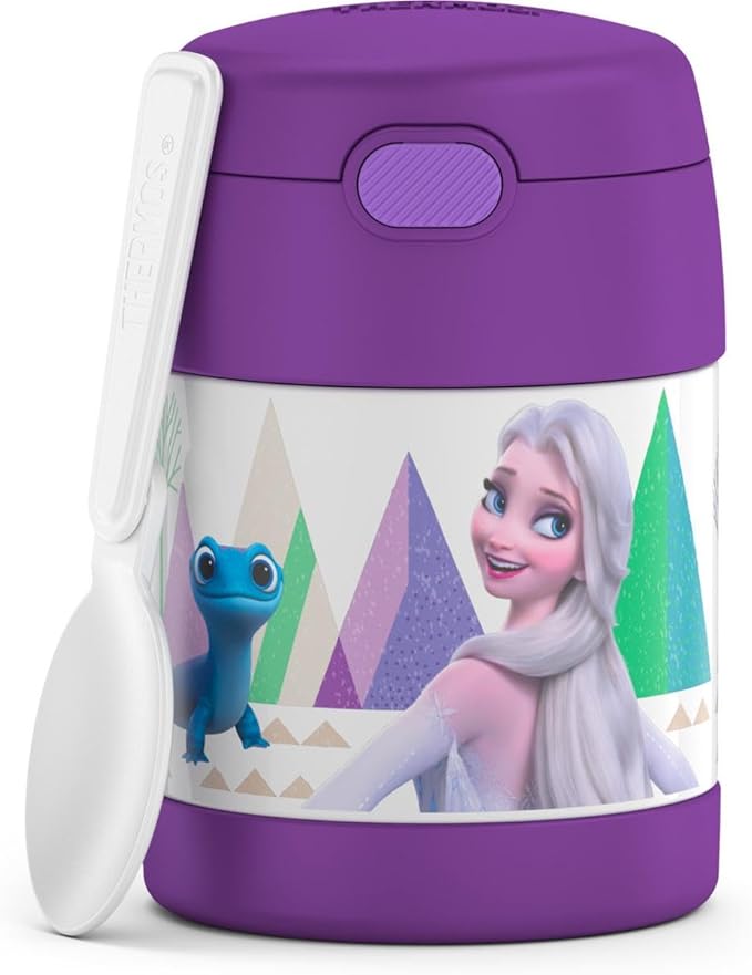 Thermostat Kids Vacuum Insulated Food Jar with Spoon, 10 Ounce, Stainless Steel, Frozen 2