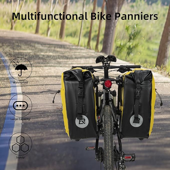 ROCKBROS Bike Panniers Waterproof Bike Rear Rack Bag Max 30L Large Capacity Bike Rear Panniers for Cycling Traveling Commuting