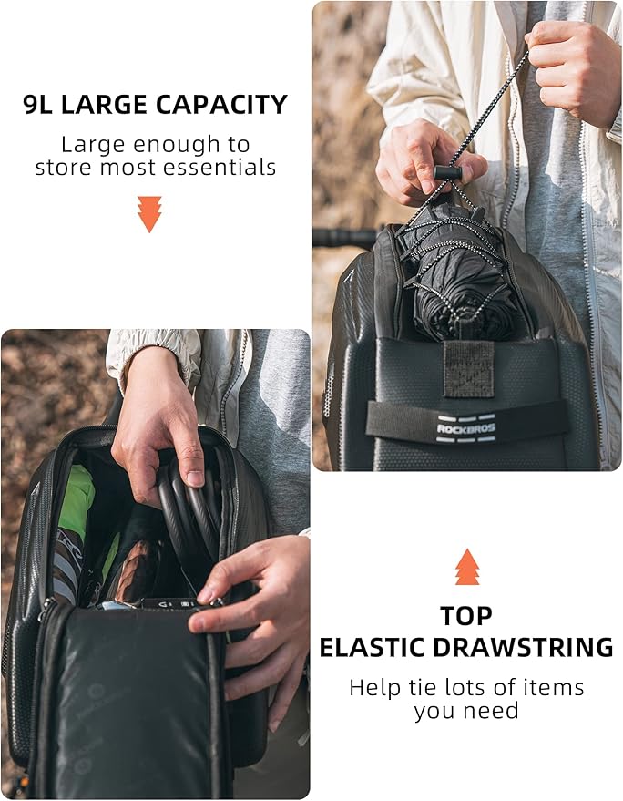 ROCKBROS Bike Rack Bags - Hard Shell Bicycle Rear Rack Bag Large Pannier for Bicycle Rear Rack Bags Bike Rear Seat Bag Bike Trunk Bag Ebike Battery Bag Bike Saddle Bag for Rear Rack Bike Accessories