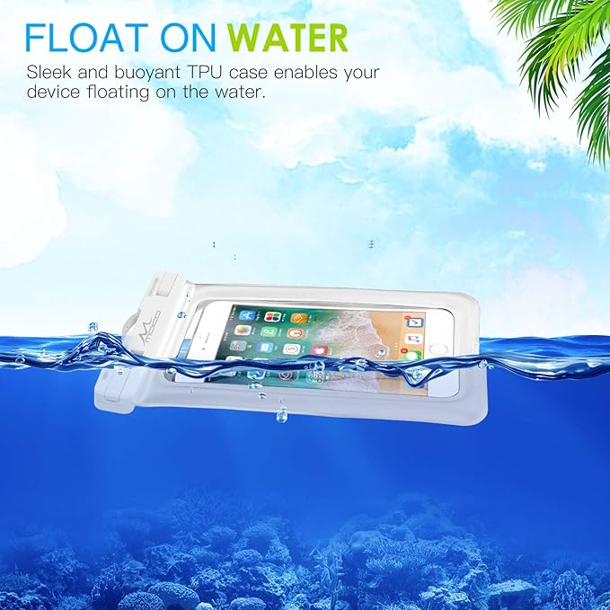 MoKo Floating Waterproof Phone Pouch 2Pack Compatible with iPhone 14 13 12 11 Pro Max X/Xr/Xs/SE 3, Samsung S21/S10/S9/S8