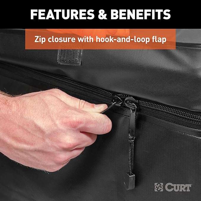 CURT 18220 38 x 34 x 18-Inch Weather-Resistant Black Vinyl Cargo Bag for Roof Basket