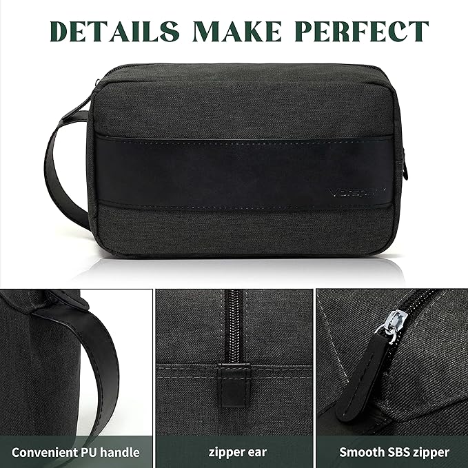 Vorspack Toiletry Bag for Men - Large Dopp Kit for Travel Water Resistant Travel Bag for Toiletries Accessories Lightweight Toiletries Bag - Grey
